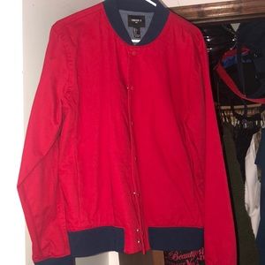 Red varsity jacket